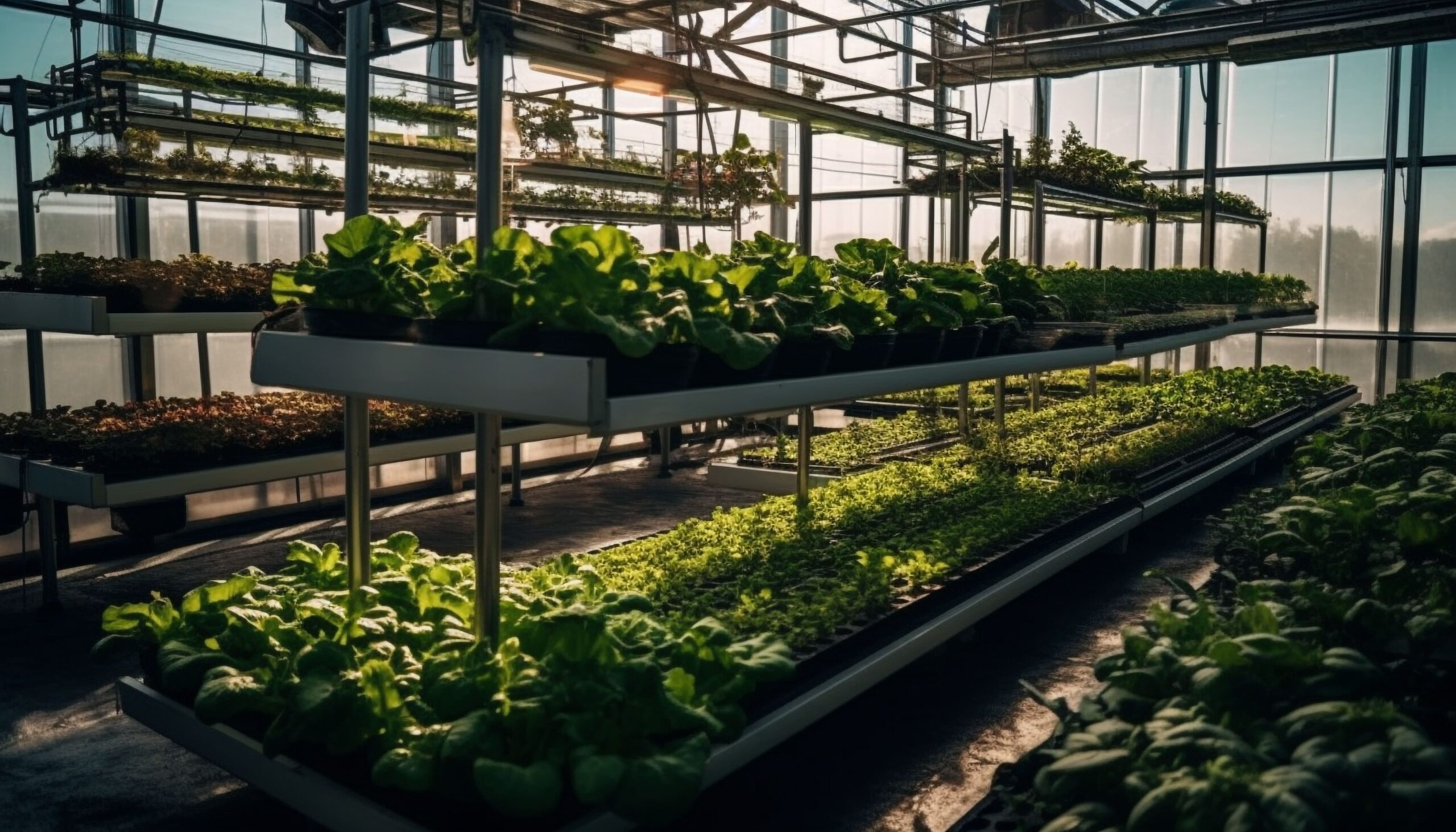 Biofertilizer plant with rows of plants.