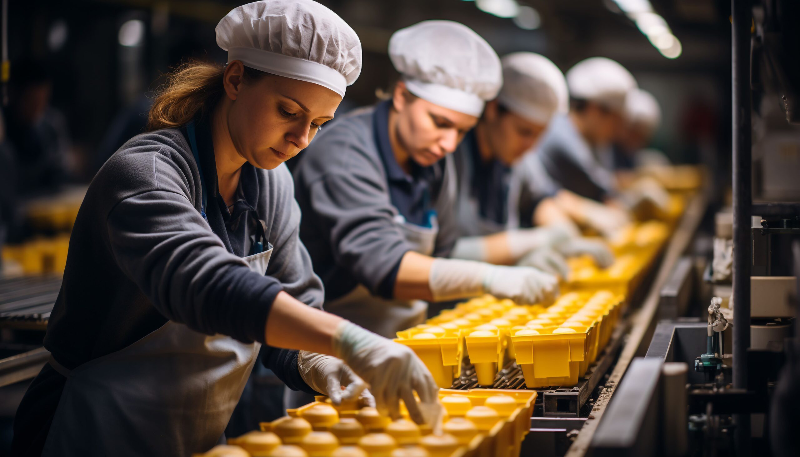 Workers at manufacturing plant.